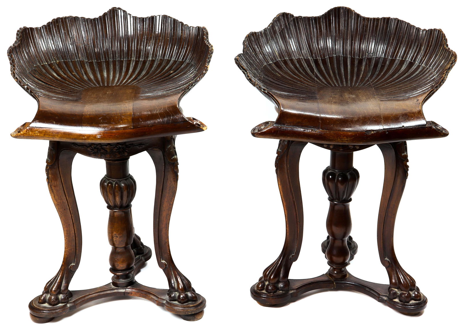 a pair of Venetian hand carved grotto chairs (1 of 6)