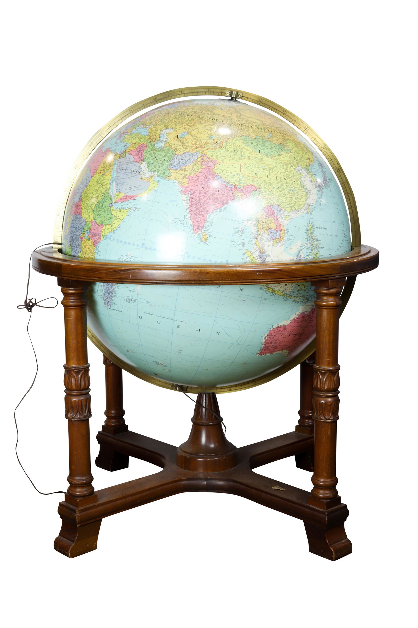 A Replogle 32" library globe on stand, illuminated, (1 of 3)