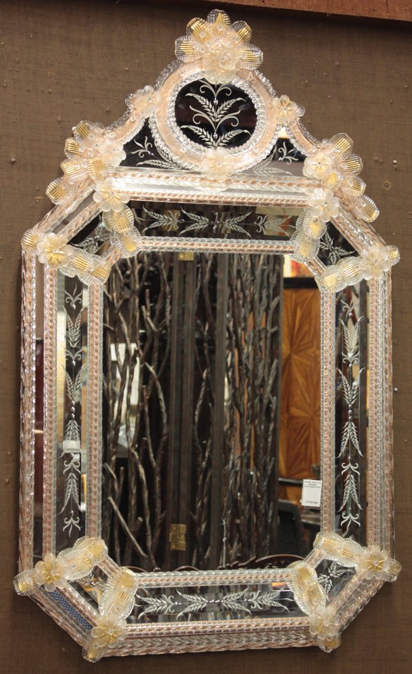 Venetian mirror by Speer Collectibles: Venetian mirror 25.5'' x 42''h, by Speer Collectibles (cost $1698.00 - Retail $4245.00). This lot is being sold on behalf of the Bankruptcy Trustee, and is not subject to a buyer’s premium.