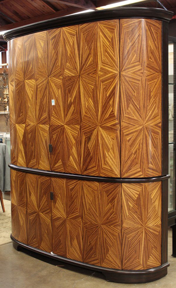Flat screen tv Zebrabo cabinet by Maitland-Smith: Contemporary TV flat screen Zebrabo cabinet, by Maitland-Smith, 81''h x 70''w x 19''d (Cost $3995.00 - Retail $11000.00). This lot is being sold on behalf of the Bankruptcy Trustee, and is not subject