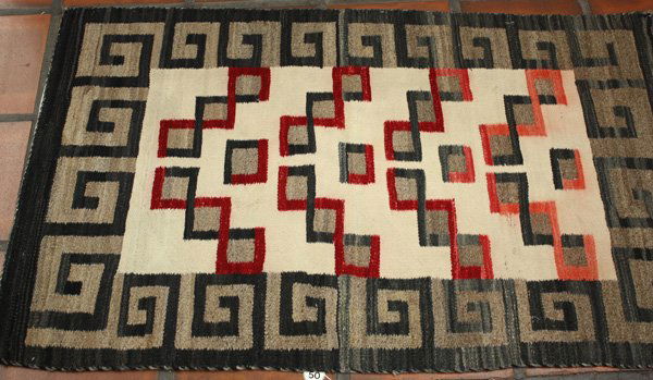 Navajo rug Ganado or Teec Nos Pos: Navajo Ganado rug, 53'' x 33''. Denver Art Museum Deaccession