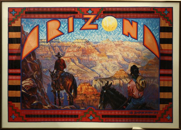Poster, Arizona, Buckeye Blake, Denver Art Museum: Framed offset poster, ''Arizona,'' 1989, after a painting by Buckeye Blake, overall: 20.5''h x 28.5''w. Denver Art Museum Deaccession.