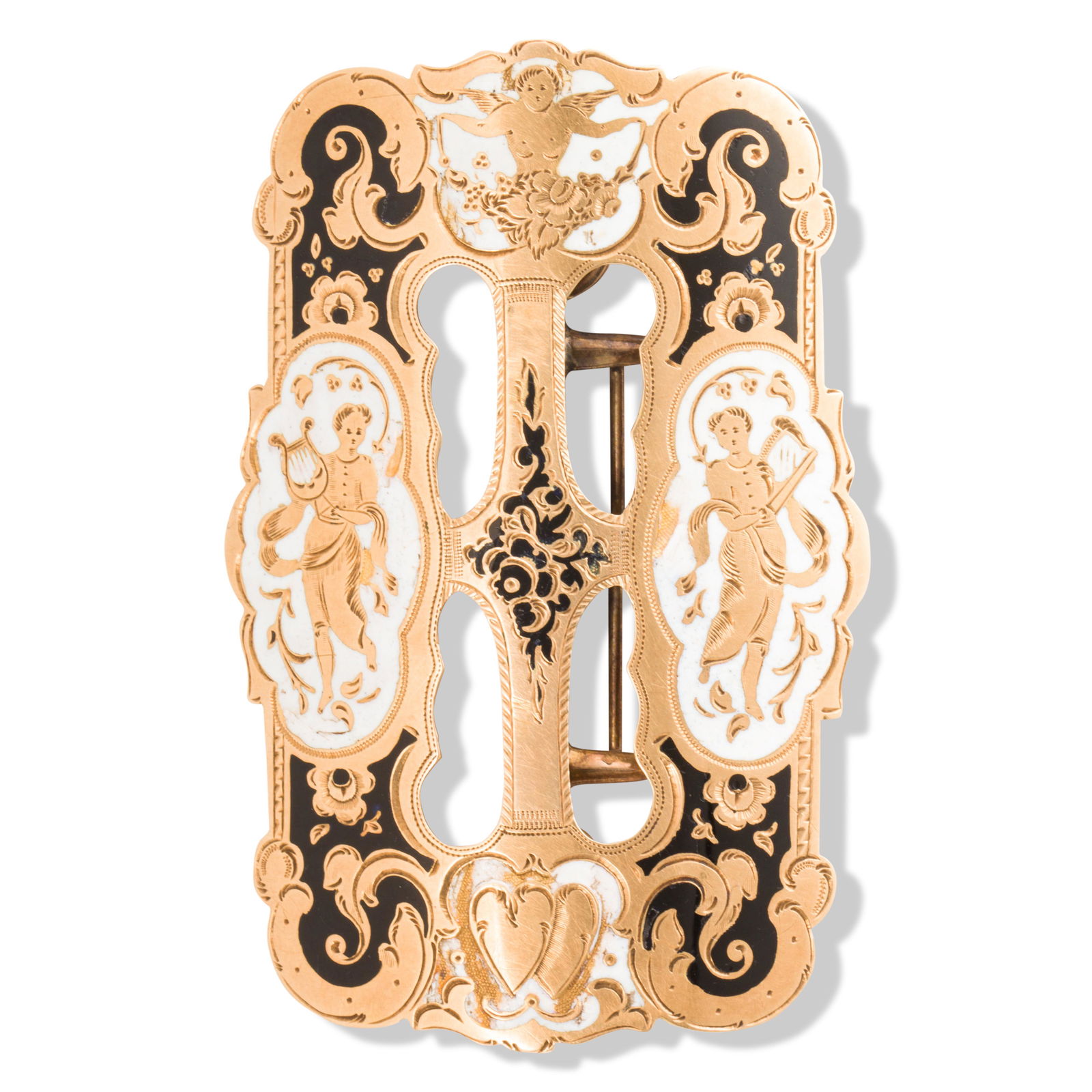 A Victorian enameled fourteen karat gold buckle (1 of 1)