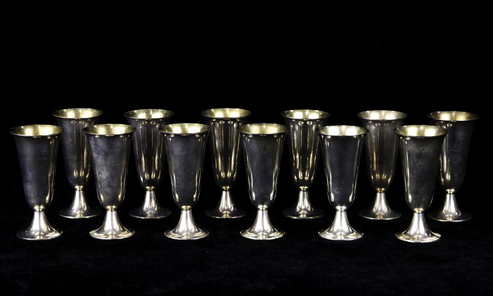 (12) Tiffany & Co sterling vodka cups, "TIFFANY & CO" (1 of 2)