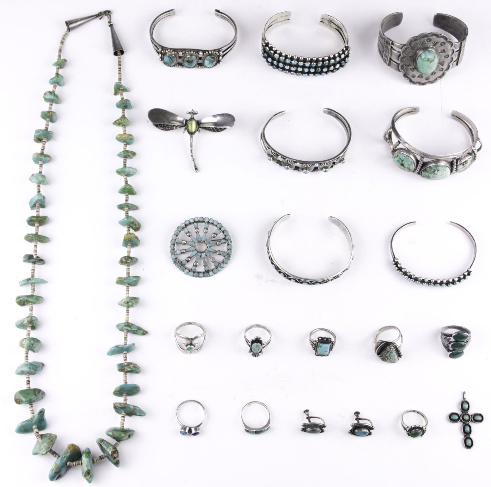 (lot of 19) A group of Native American jewelry silver (1 of 6)