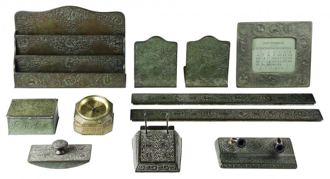 (lot of 11) A patinated bronze Tiffany Studios New York (1 of 8)