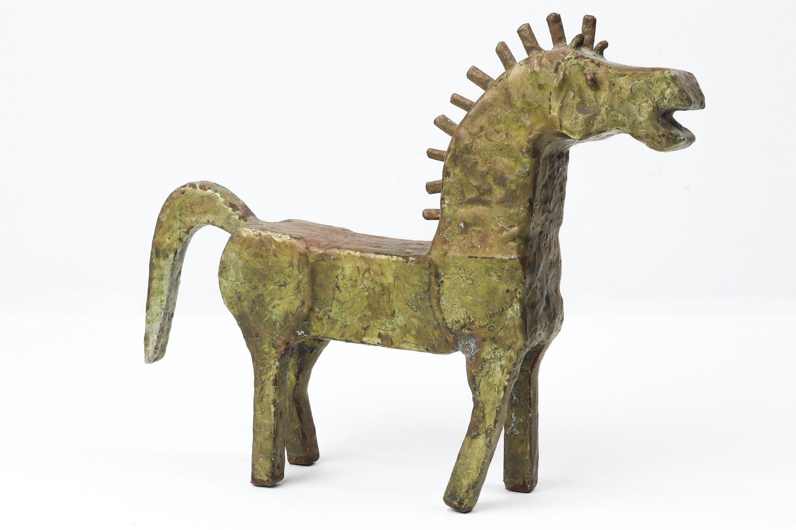 Sculpture, Pal Kepenyes: Pal Kepenyes (Hungarian, 20th century), Horse, bronze and metal sculpture, unsigned, overall: 9"h x 11.5"w x 2.5"d