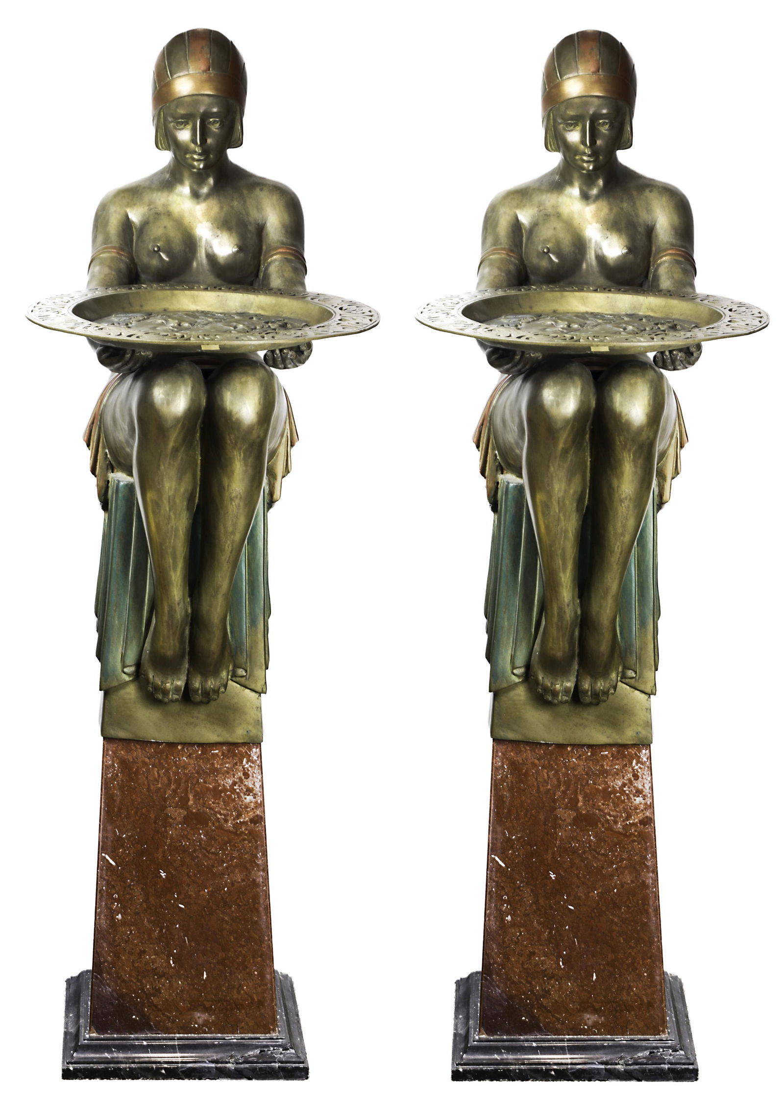 Pair of Art Deco style patinated metal figural (1 of 2)