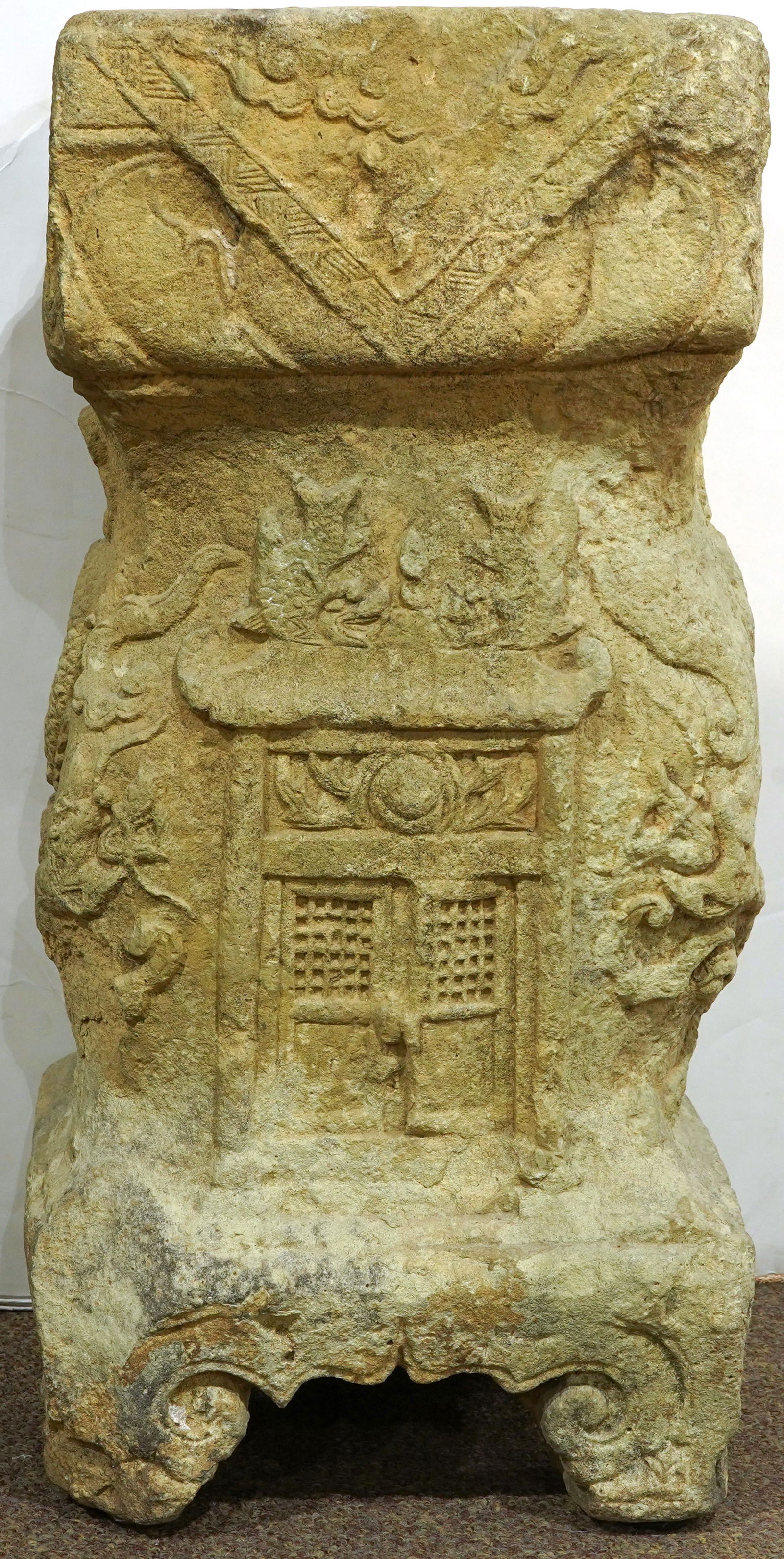 A Chinese Carved Granite Pedestal with Dragon Motif (1 of 6)