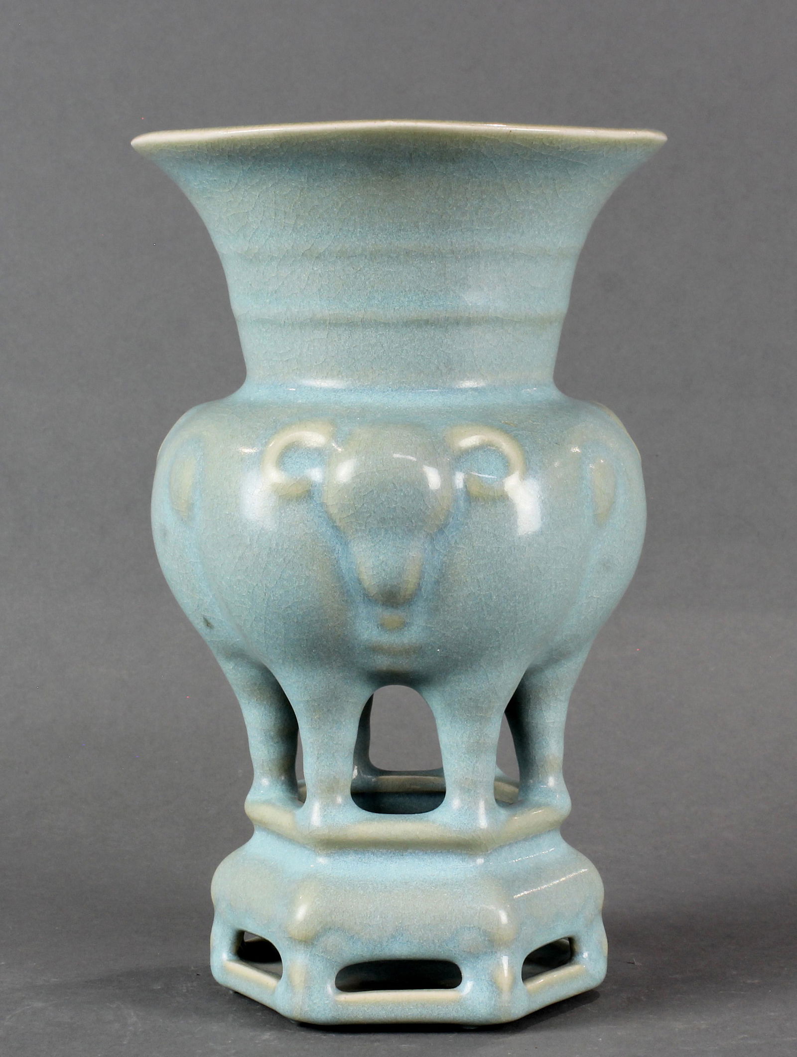 Chinese sky blue crackle glazed vase (1 of 4)