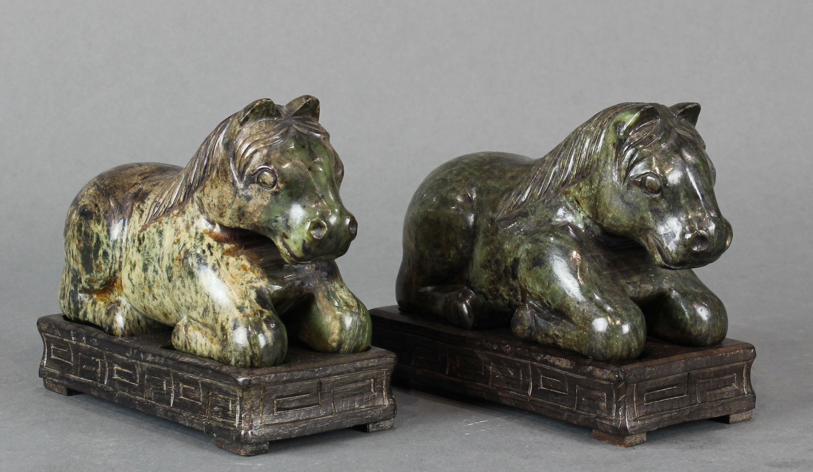 Pair of hardstone carved horses (1 of 4)