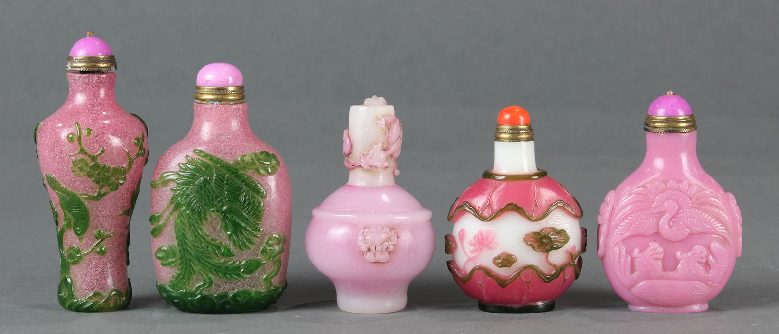(lot of 5) Peking glass bottles (1 of 4)