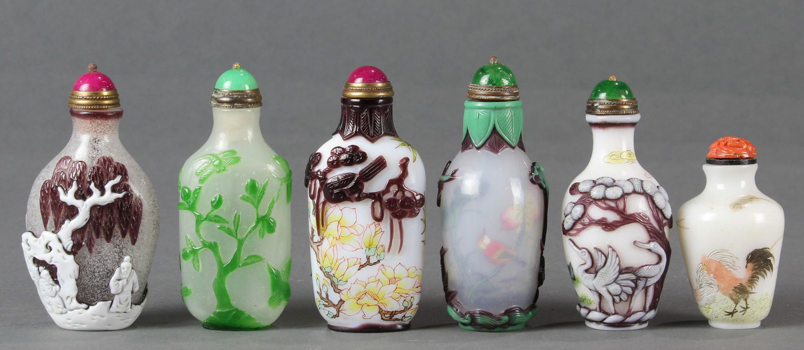 (lot of 6) Chinese glass snuff bottles (1 of 4)