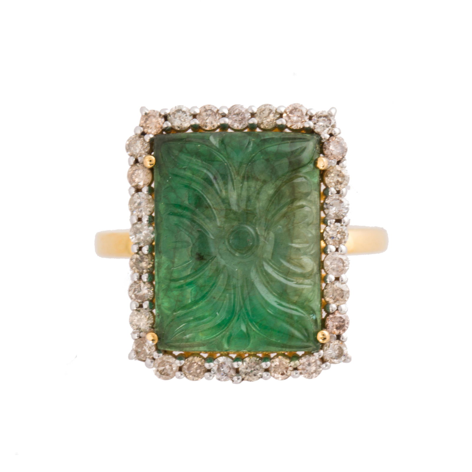 An emerald, diamond and eighteen karat gold ring (1 of 1)
