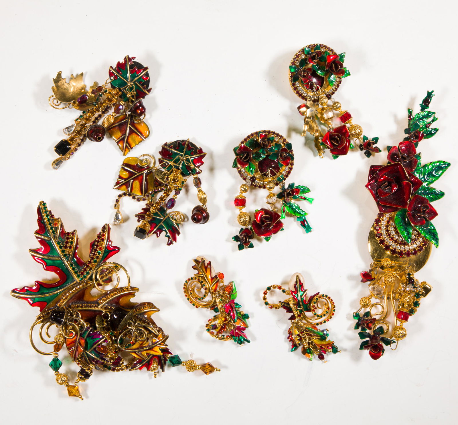 A collection of enameled costume earrings, Lunch at The (1 of 1)