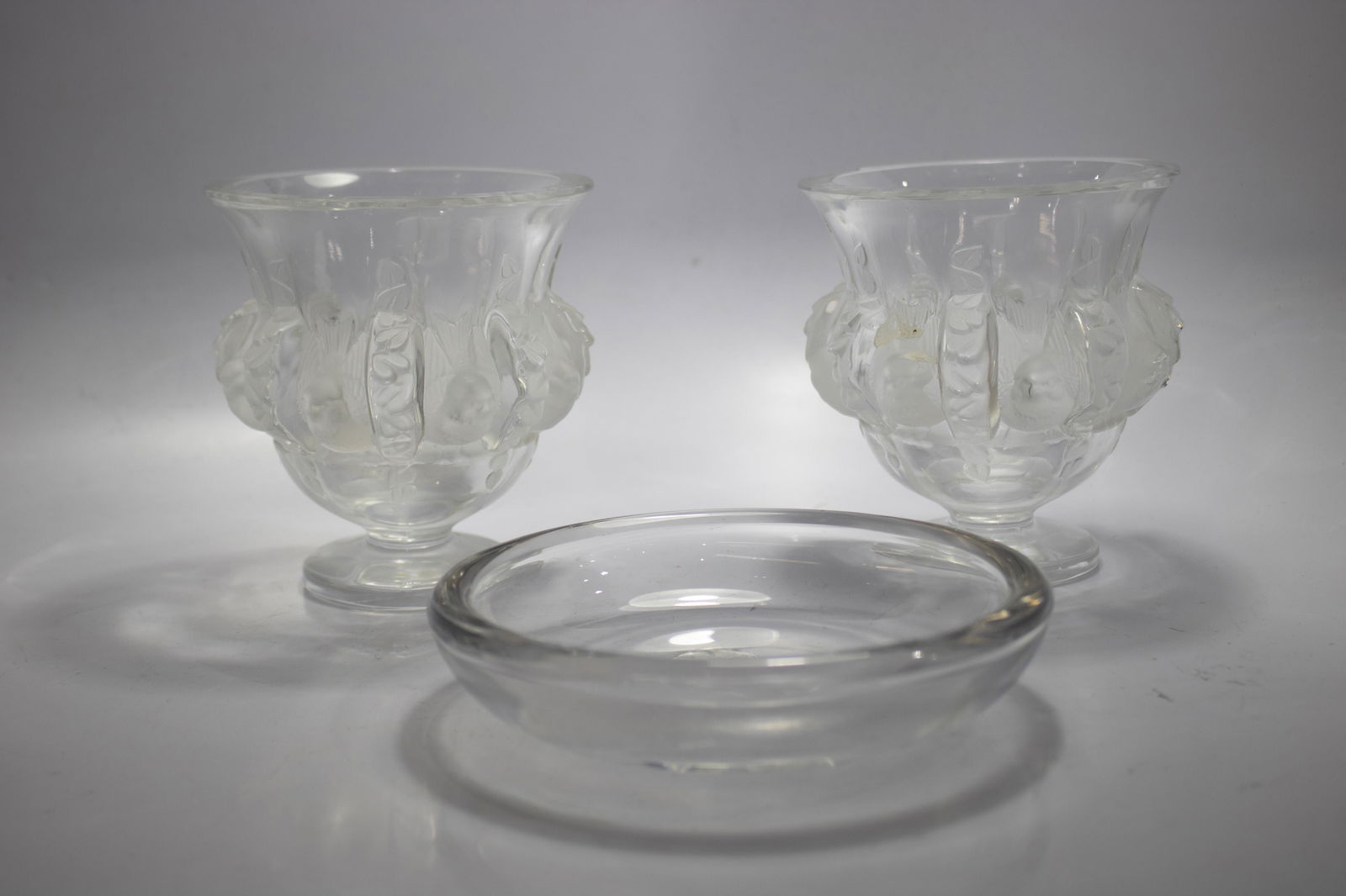 (lot of 3) Val St Lambert tray with tiger (1 of 1)