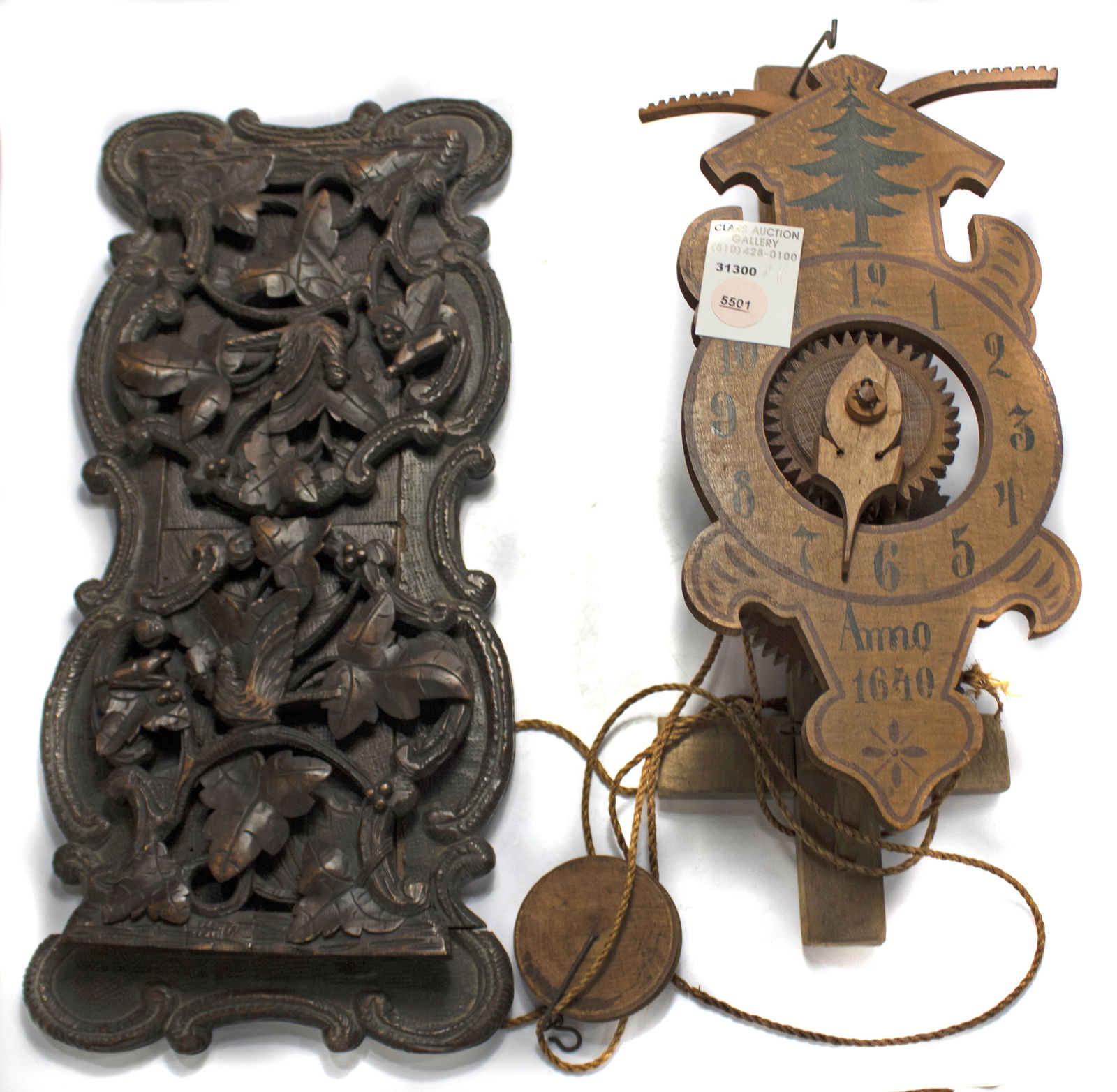 (lot of 2) Black Forest carved wood book shelf and wood (1 of 1)