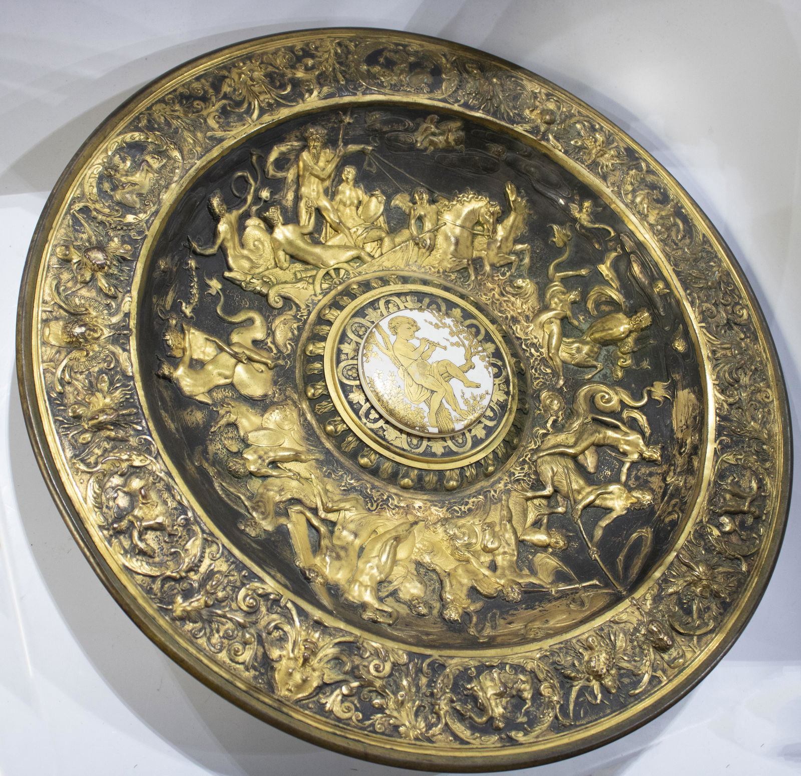 Large Baroque style gilt bronze charger (1 of 1)