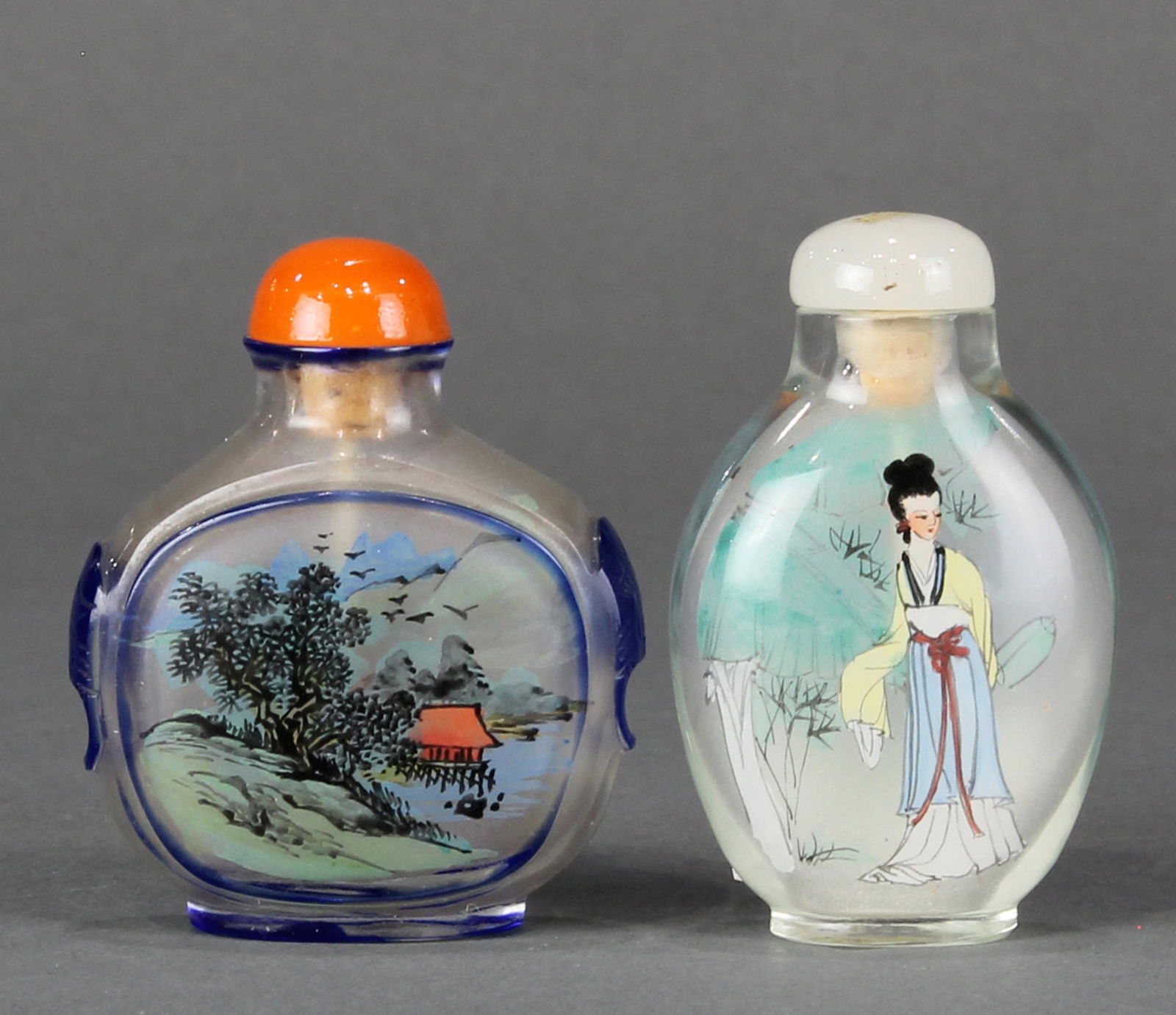 (lot of 2) Inside painted snuff bottles (1 of 3)