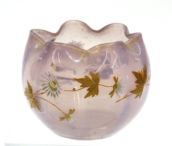 Victorian iridescent glass rose petal bowl