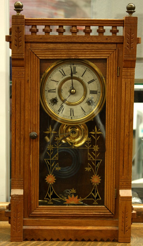 Victorian oak mantle clock: Victorian oak mantle clock, 21''h
