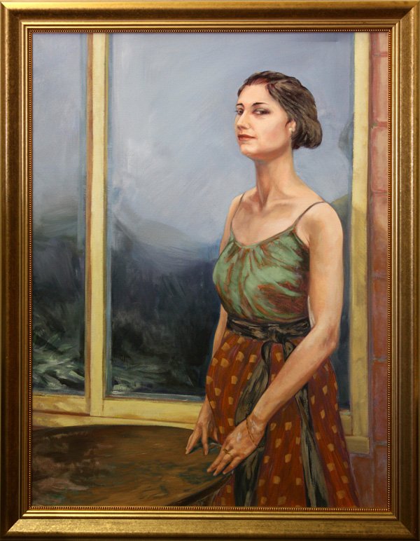 Painting, Portrait, attributed to Grace McKinstry: (lot of 2) Framed oil on canvas, White-haired Woman in Black, attributed to Grace Emmajean McKinstry (American, 1857-1936), signed ''G. McK___'' lower left, overall: 49.75''h x 33.75''w; Framed oil on