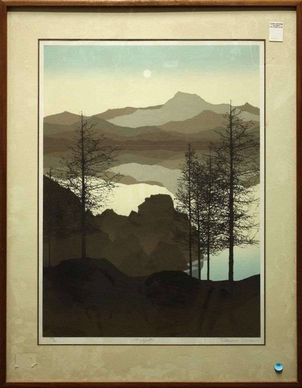 print, Robert Wilson, Majestic: Framed print, ''Majestic,'' by Robert Wilson, pencil signed lower right, numbered 123/300 lower left, overall: 36''h x 28''w