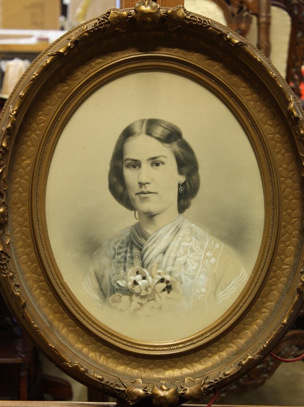 Photograph, Portrait of a Woman, Bentz: Framed oval photograph with white paint, Portrait of a Woman, signed ''Bentz fecit'' lower left, inscribed ''Elliot Photog.'' lower right, overall: 23''h x 19.5''w
