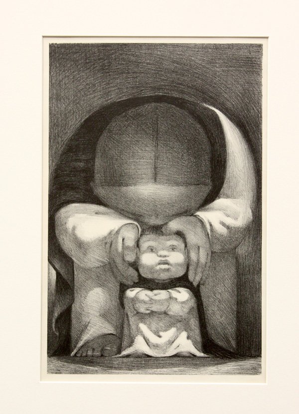 lithograph, Jean Charlot, First Steps, 1936: Unframed matted lithograph, ''First Steps,'' 1936, by Jean Charlot (French/American, 1898-1979), unsigned, stamped verso, plate: 13 7/8''h x 9''w, sheet: 17 7/8''h x 11 7/8''w, overall: 20''h x 16''w.