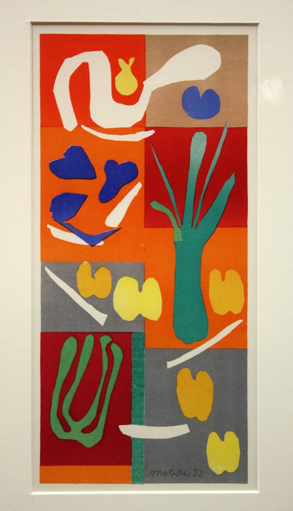 lithograph, Henri Matisse, Vegetaux: Unframed matted color lithograph, ''Vegetaux,'' Henri Matisse (French, 1869-1954), plate signed and dated 1952 lower right, overall: 20.125''h x 14''w