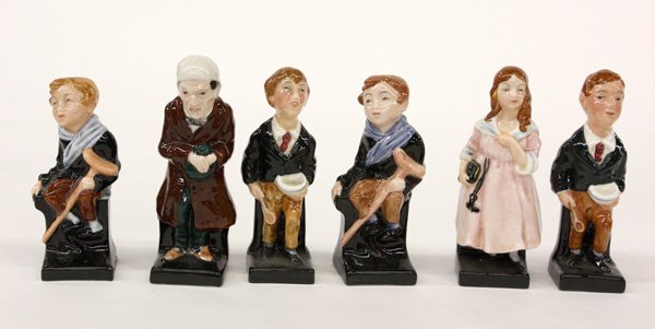 Royal Doulton figurines: (lor of 6) Royal Doulton figurines consisting of two ''Tiny Tim'' 3''; two ''Oliver Twist'' 4''; Little Nell'' 4''; and ''Scrooge'' 5''