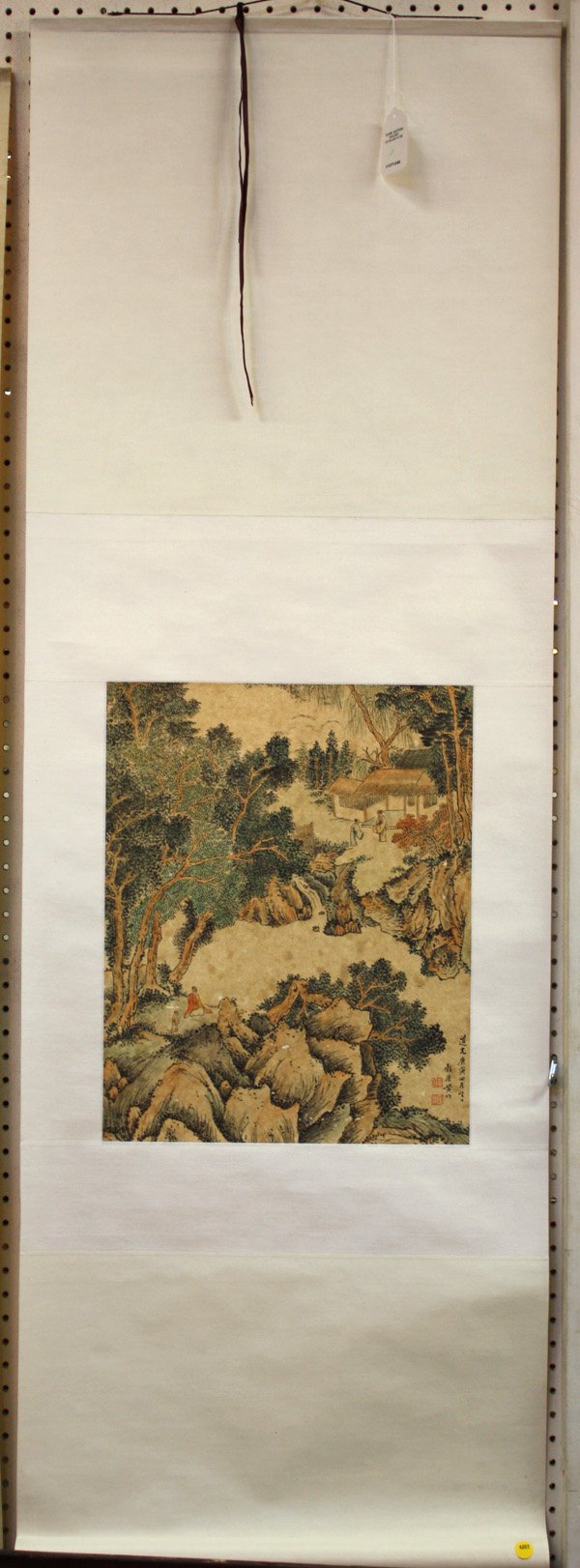 Chinese Scroll, after Huang Jun, Scholar/Landscap: Chinese hanging scroll painting, Scholars in Landscape, after Huang Jun (1775-1850), ink and color on paper, the lower right dated 'Daoguang gengyin si yue sheng ri' (=1890, fourth month), bears signa