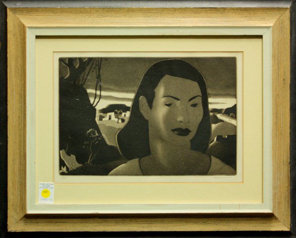 Etching, Doel Reed, Interlude: Framed etching and aquatint, ''Interlude,'' 1939, by Doel Reed (American, 1894-1985), signed and dated ''Doel Reed 1939'' lower right, numbered 1/25 lower left, plate signed and dated lower right, tit