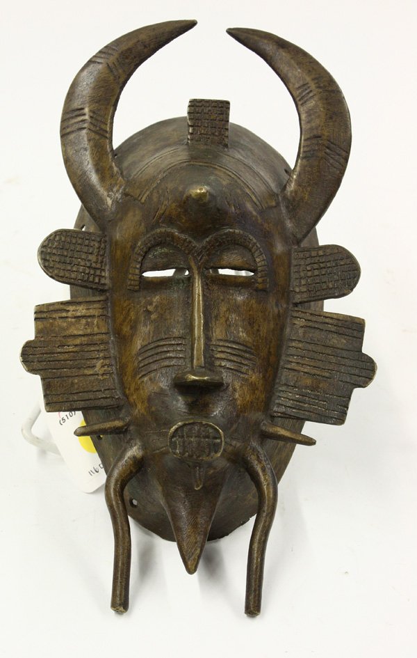 African Mask, Senufo: Bronze Kpelie mask, Senufo tribe