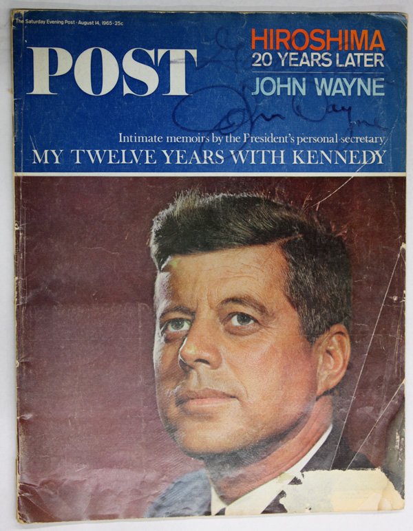 John Wayne autograph: The Saturday Evening Post magazine autographed by John Wayne on the cover (Wayne article inside)