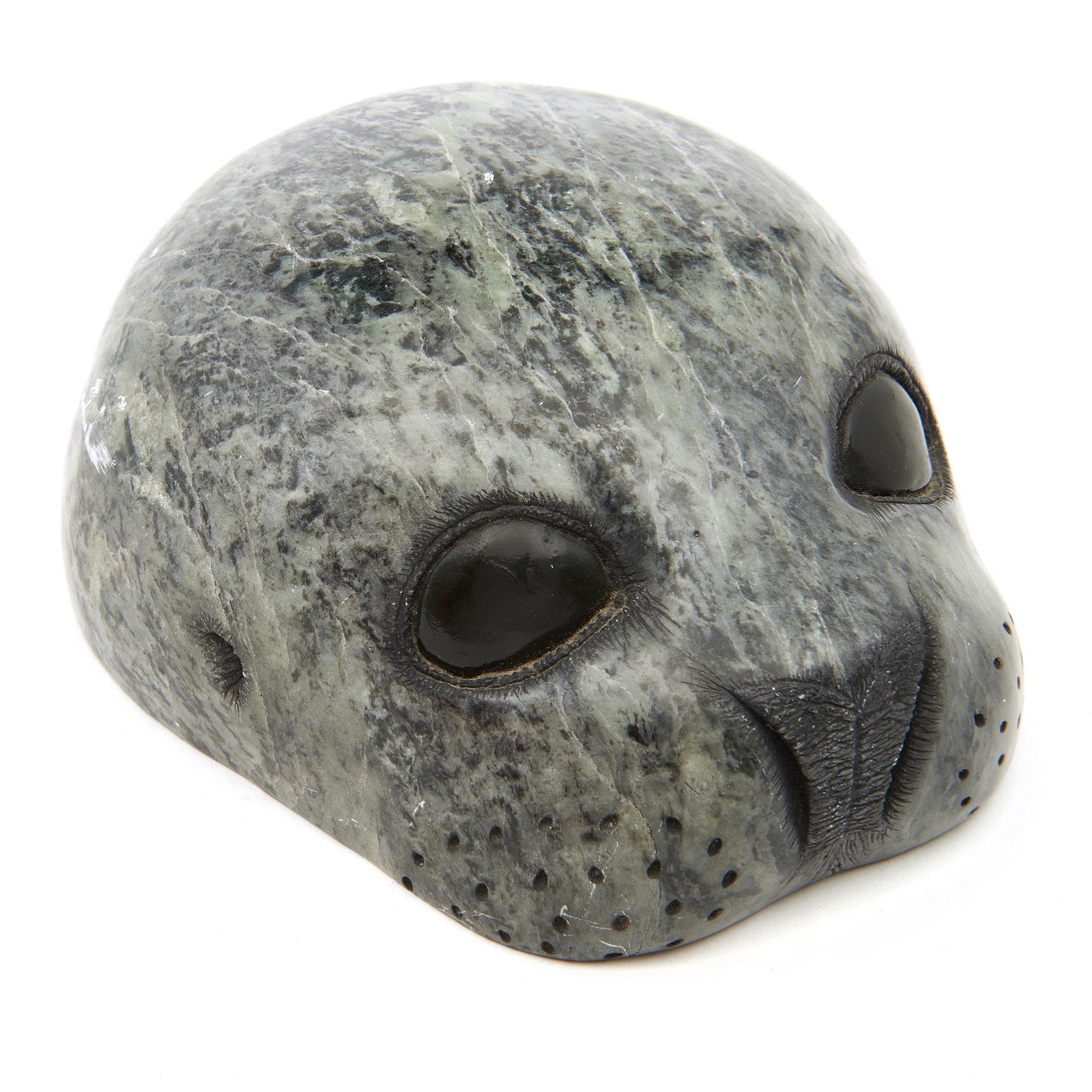 An Inuit sculpture of a sea otter head (1 of 3)