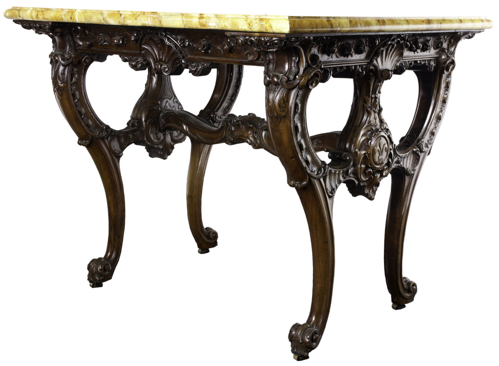 A Rococo style carved mahogany and faux marble center (1 of 4)