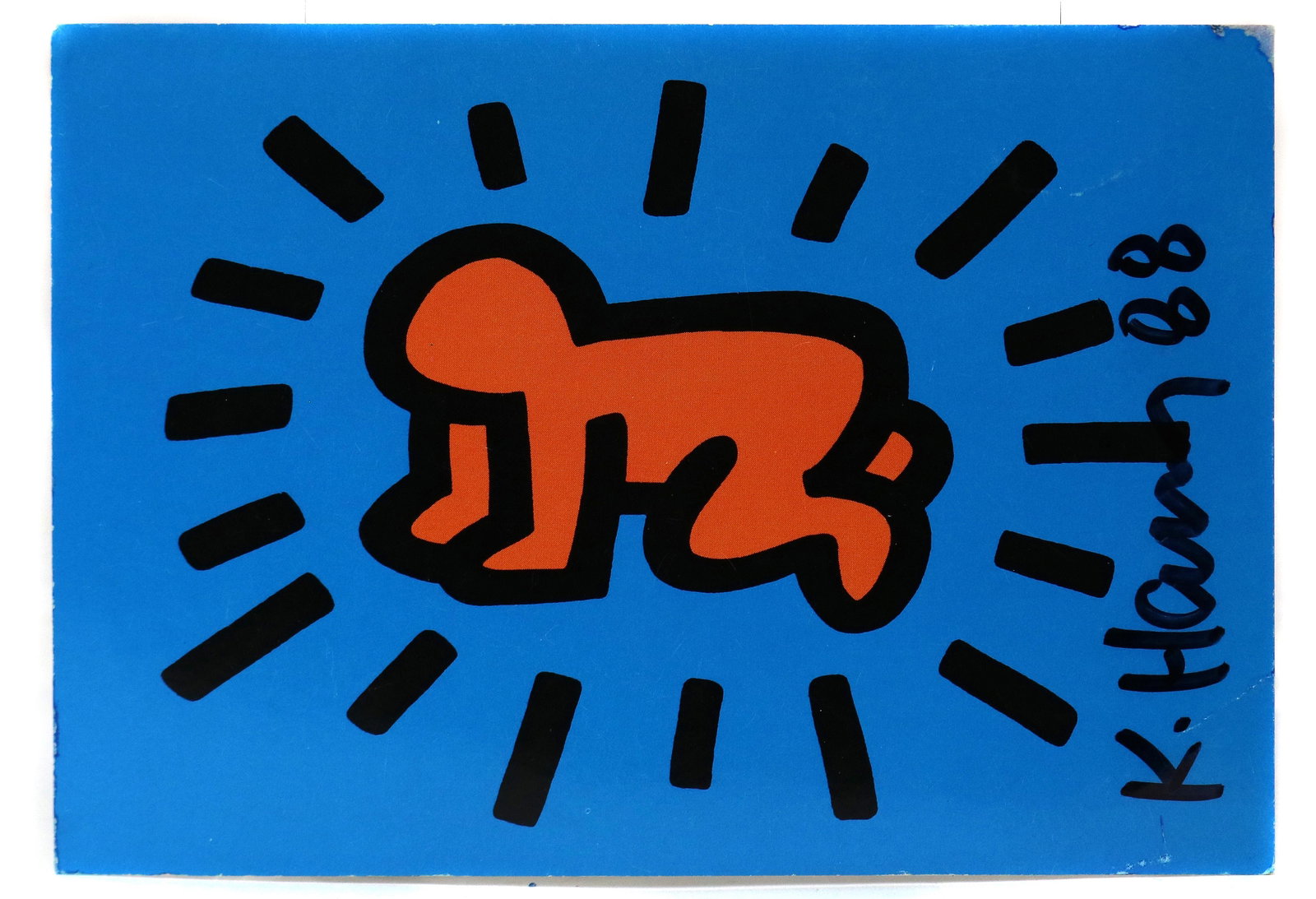 Postcard, After Keith Haring: After Keith Haring (American, 1958-1990), Baby Postcard, 1987, postcard print, bears signature and dated "1988" along right margin, card (overall/unframed): 4.25"h x 6"w