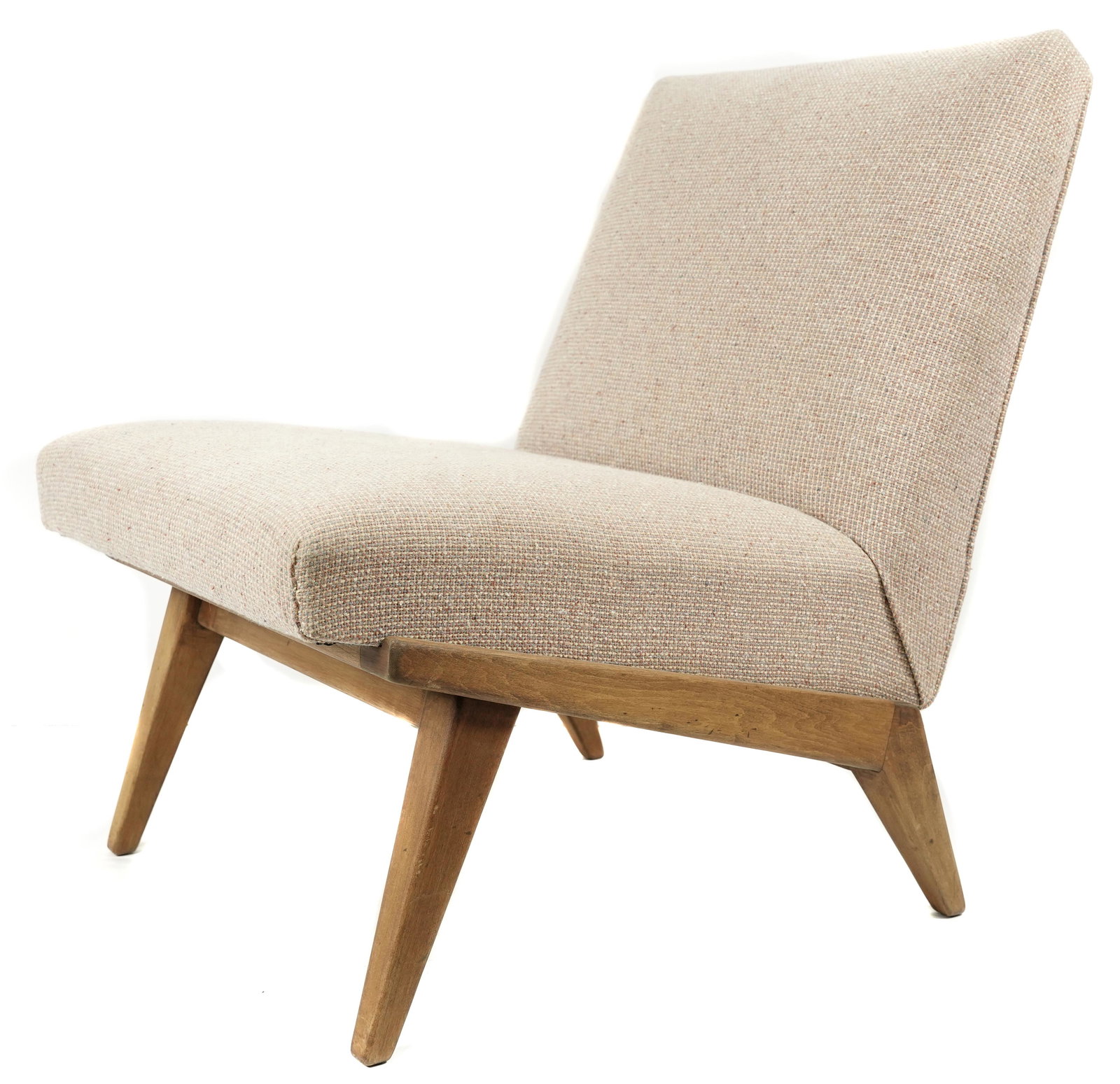 A Knoll armless lounge chair: A Knoll armless lounge chair, having tweed upholstery, 30"h x 22.5"w x 25.5"d