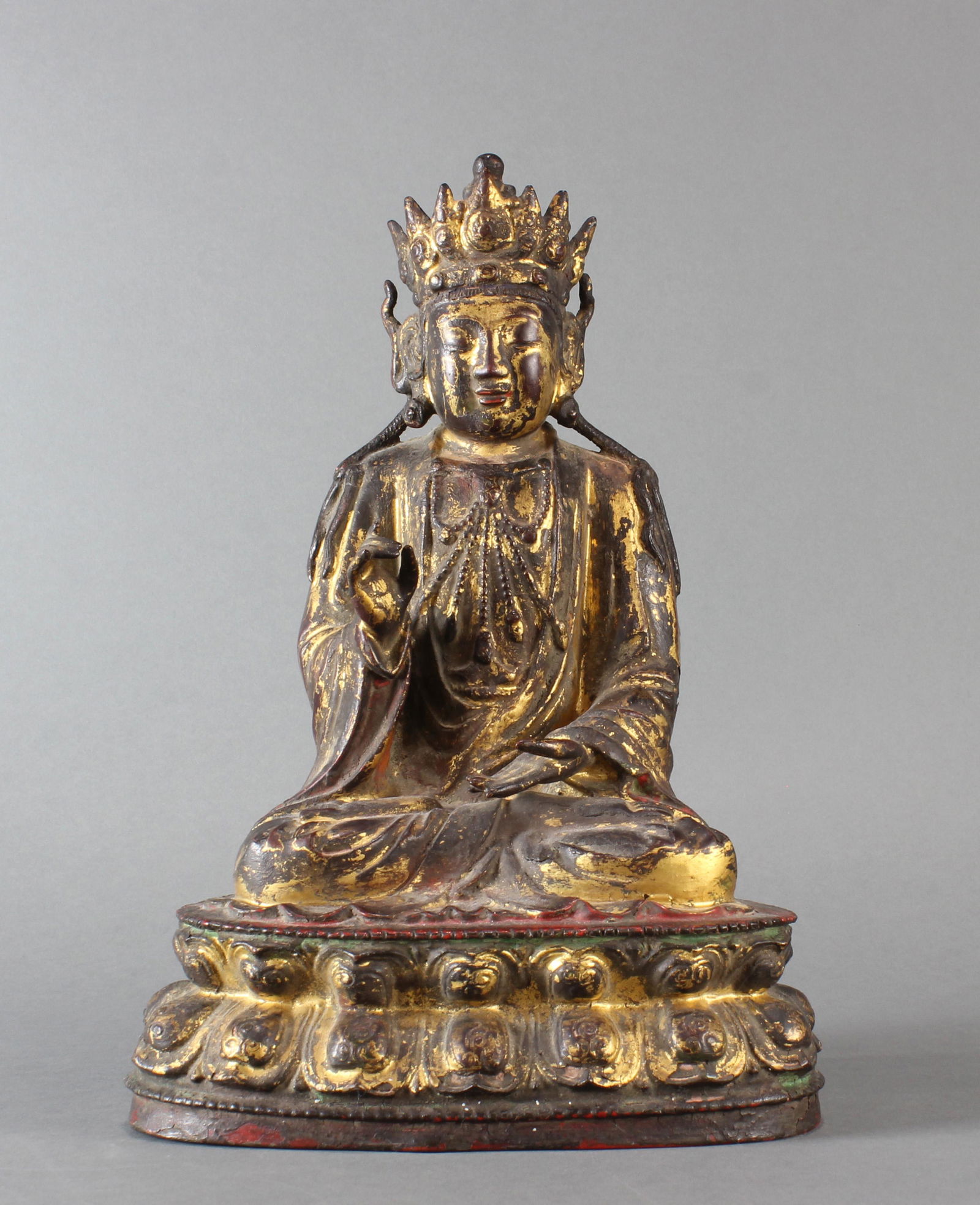 Chinese Ming dynasty gilt lacquered bronze Buddha (1 of 4)