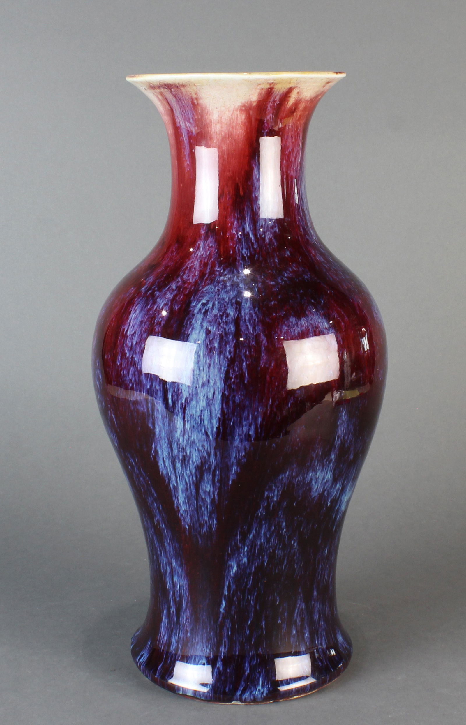 Chinese flambe glazed baluster vase (1 of 4)
