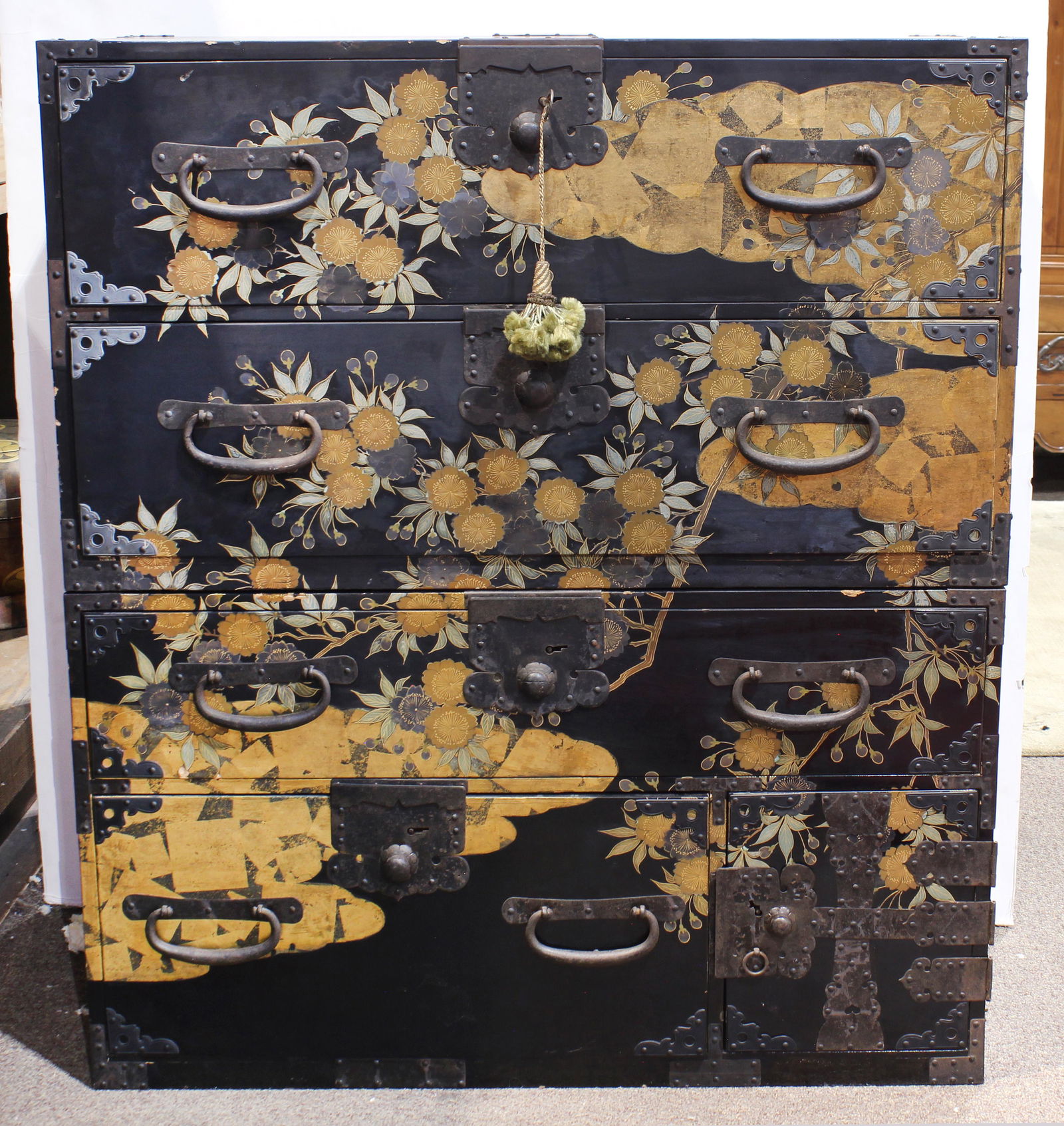 Japanese two-piece gilt lacquered isho tansu (1 of 3)