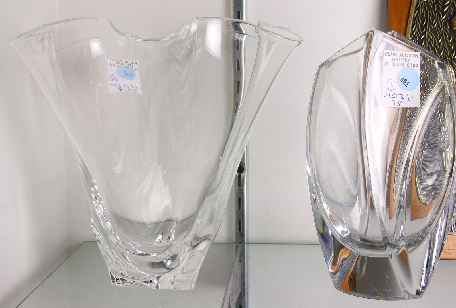 (lot of 2) Clear glass floriform vases (1 of 1)