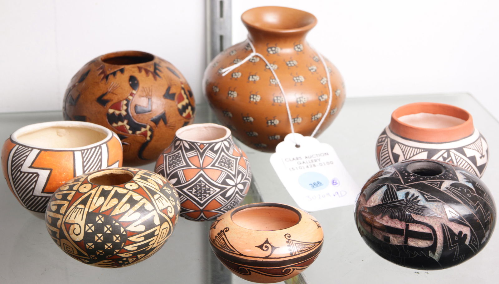 8 Southwest pottery miniature vessels: (3) signed Acoma (1 of 1)