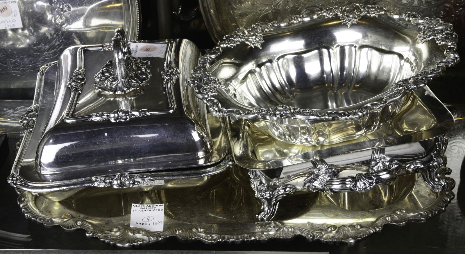 (lot of 4) Plated hollow ware items (1 of 1)