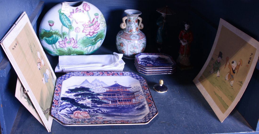 Two shelves of Chinese porcelain and decorative items (1 of 2)