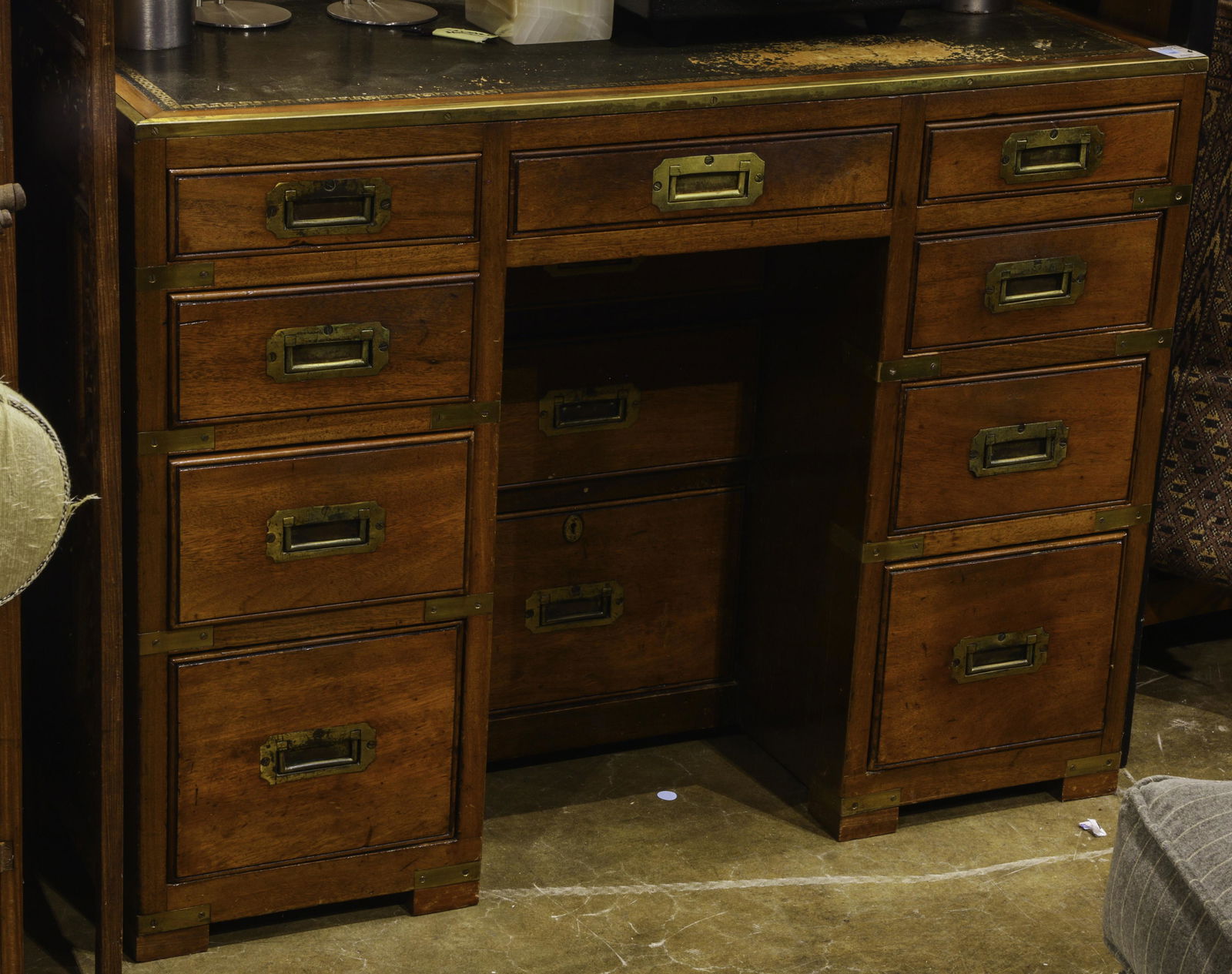 A leather top mahogany campaign desk circa 1850 (1 of 1)