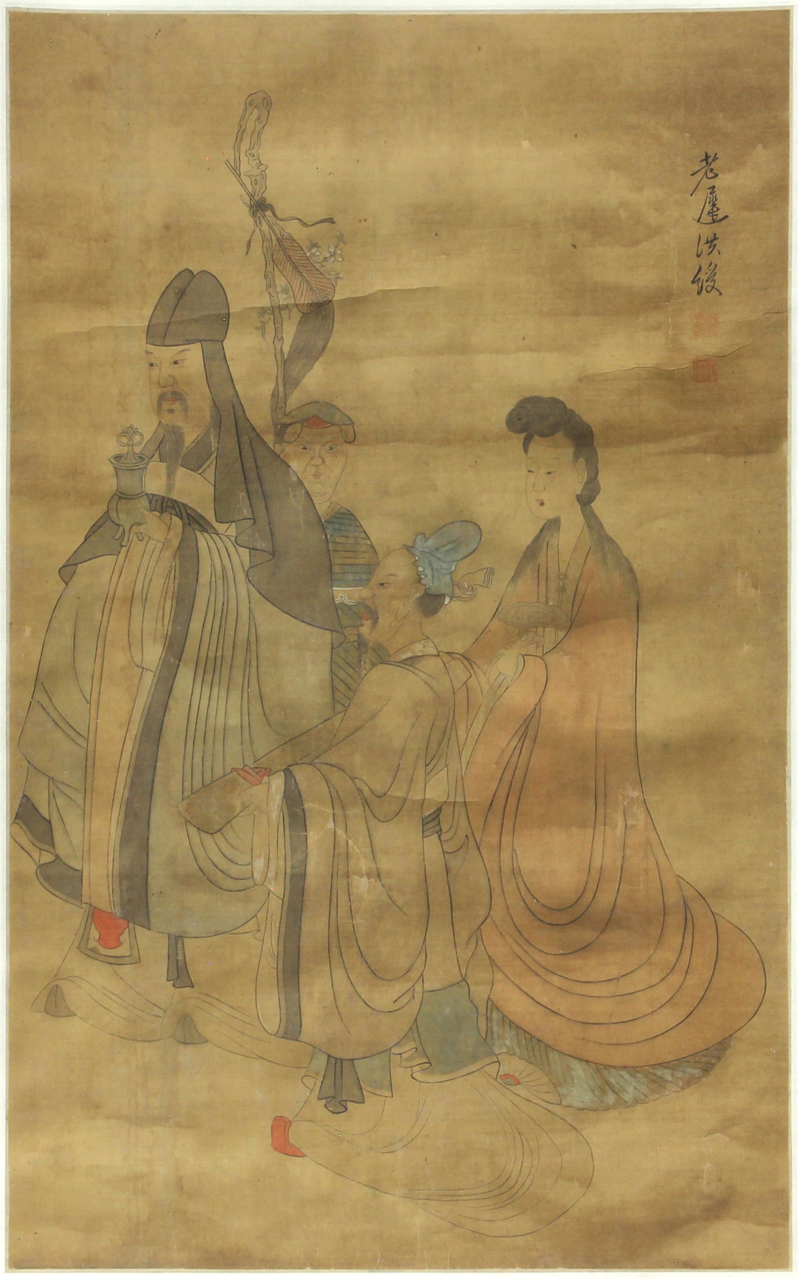 Style of Chen Hongshou, Figures, hanging scroll (1 of 2)