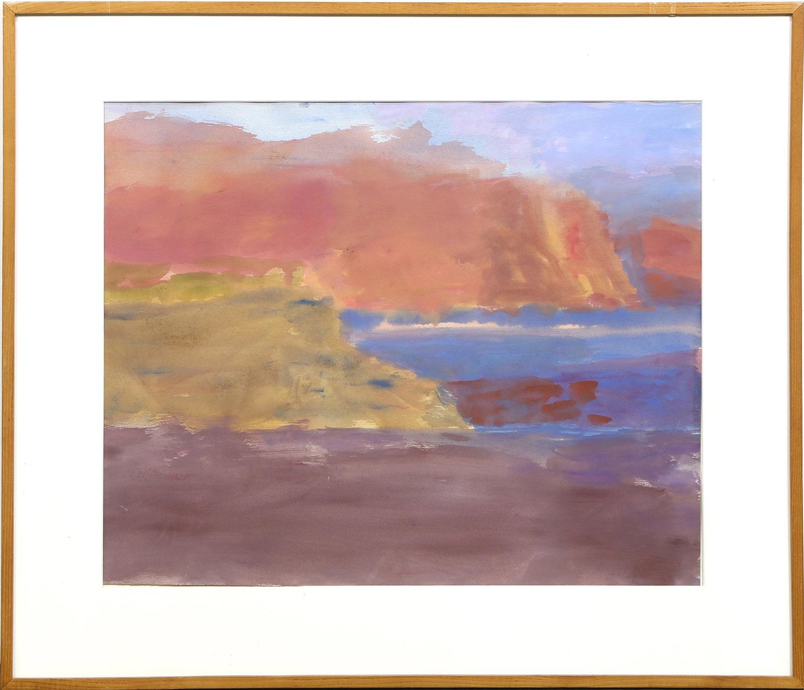 Watercolor, Stan Brodsky: Stan Brodsky (American, b. 1925), California Coast, watercolor on paper, signed "Stan" and dedicated "to Allie" lower right, overall (with frame): 28.5"h x 33.5"w