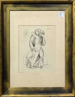 Drawing, Anton Refregier: Anton Refregier (American/Russian, 1905-1979), Mother and Daughter, charcoal on paper, signed upper right, overall (with frame): 27.25"h x 21"w